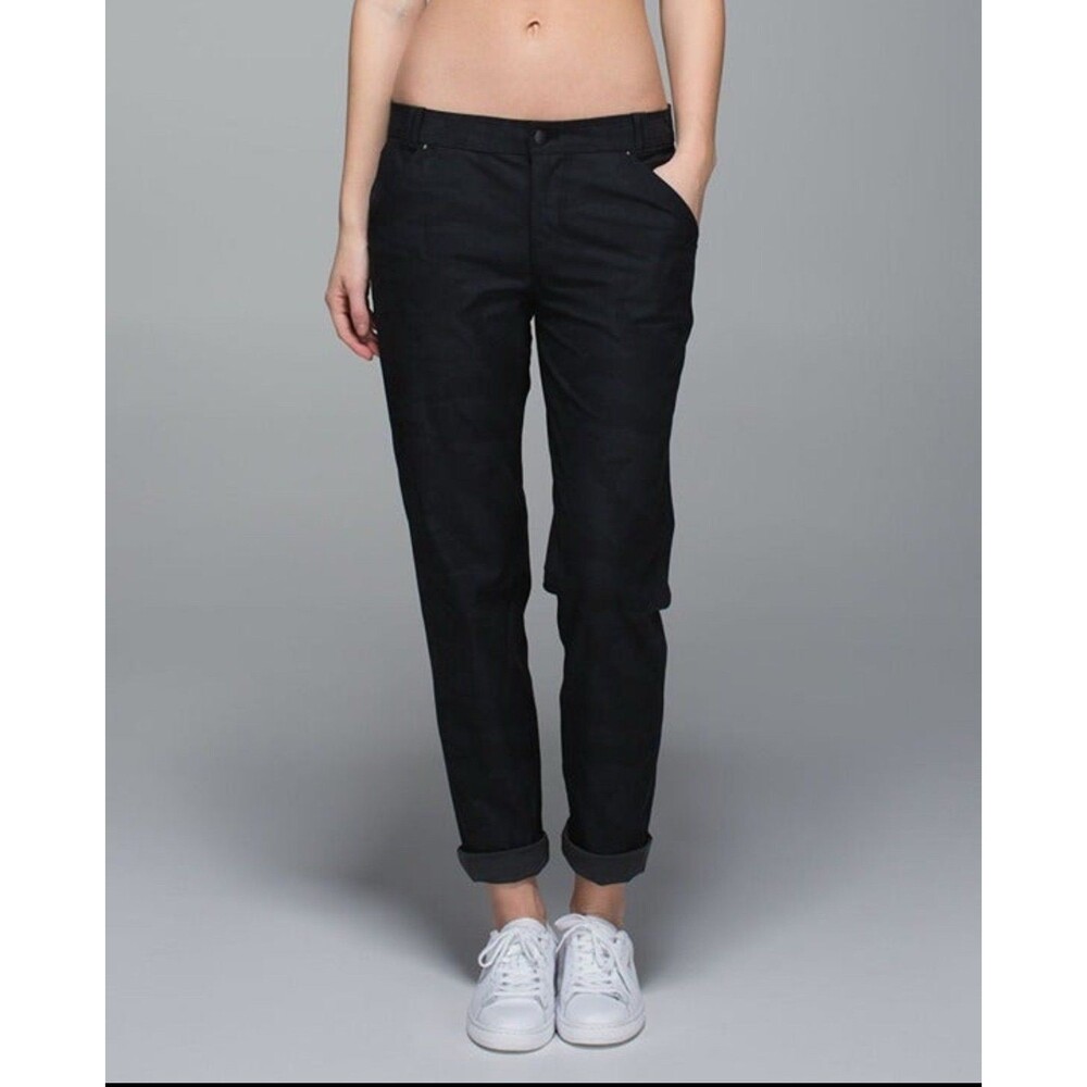 Lululemon Day Trip Reflective 5 Pocket Boyfriend Pants Warpstreme Black 32”x28”